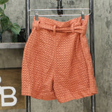 A New Day Women's High Rise Eyelet Paperbag Shorts Coral 2