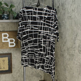 Susan Graver Women's Printed Liquid Knit Asymmetrical Hem Top