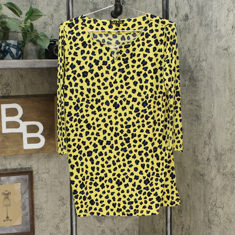 IMAN Global Chic Luxury Resort 3/4-Sleeve Keyhole Tunic Top Yellow Medium