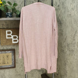 Matty M Women's Ribbed Accents Cardigan Sweater Heather Mauve Large