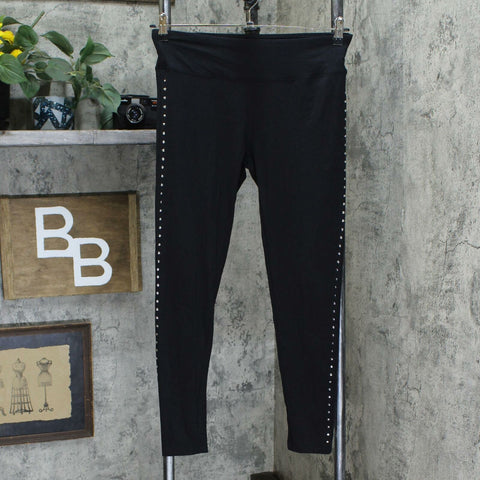 INC International Concepts Women's Shaping Studded Leggings Black Large