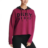 DKNY Women's Sport Velour Logo Fleece Hooded Sweatshirt