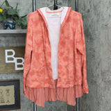 LOGO by Lori Goldstein Lounge French Terry Open Front Hoodie Coral XL