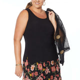 Nina Leonard Women's Plus Size Coconut Button Bolero Cardigan With Tank