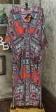 IMAN Women's Long Sleeve City Chic Printed Caftan Dress