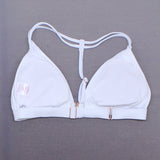 Xhilaration Women's Clasp Front Triangle Bikini Top White D/DD