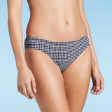 Kona Sol Women's Gingham Textured Medium Coverage Hipster Bottom Bikini