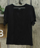 Lemon Way Women's Jersey Knit Flutter Sleeve Top Black Medium