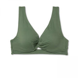 Shade & Shore Women's Light Lift Twist Front Long Textured Bikini Top
