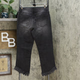 DG2 by Diane Gilman Embellished Fringe Hem Cropped Jeans 6 Petite Black