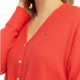 Tommy Hilfiger Women's Tie Waffle Knit V-Neck Long Sleeve Cardigan