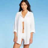 Kona Sol Women's Button-Up Cover Up Shirtdress