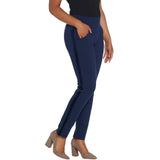 Belle by Kim Gravel Velvet Side Stripe Ponte Knit Pants Navy Plus 18W