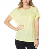 DG2 by Diane Gilman By Gilman Women's Slub Burnout Pocket T-Shirt Yellow Large