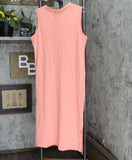 Universal Thread Womens Burnout Sleeveless T-Shirt Dress Bright Pinkish Orange L