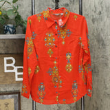 MOTTO Women's Stretch Chiffon Printed Button Front Shirt