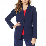 IMAN Women's Plus Size Global Chic Luxury Resort Blazer With Printed Cuffs
