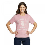 NWT Zoe + Liv Women's My Book Club Reads Wine Labels Graphic T-Shirt X-Small