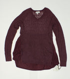 Knox Rose Women's Pointelle Ruffle Hem Pullover Sweater