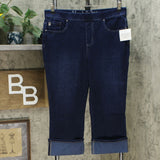 Belle by Kim Gravel Women's Flexibelle Pull On Cuffed Capri Jeans