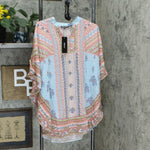 Tolani Collection Women's Mandarin Collar Woven Caftan Tunic Top