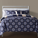 Fairfield Square Collection Reversible 12-Piece Full Comforter Set Navy Blue