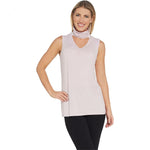 Peace Love World Women's Tank With Banded Keyhole Neck