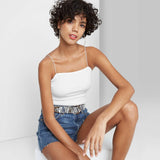 Wild Fable Women's Spaghetti Strap Bodysuit White S