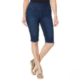 DG2 by Diane Gilman Denim Pull On Bermuda Shorts Indigo Petite Medium