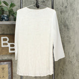 Slinky Brand 3/4-Sleeve Embroidered Sequin Tunic Blouse Ivory Large