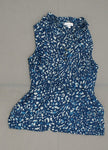 Prologue Women's Sleevless Ruffle Tunic Patterned Blouse Blue Large