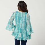 LOGO by Lori Goldstein Printed Chiffon Blouse With Tank Top