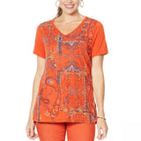 DG2 by Diane Gilman Burnout Embellished Paisley Top Rust Medium