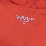 WVVY Power Mesh Overlay Sports Bra with Removable Pads Red Plus 2X