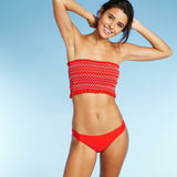 Xhilaration Women's Red Ruched Cheeky Bikini Bottom
