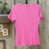 Isaac Mizrahi Live! Short-Sleeve Seamed Peplum Knit Top Tropical Rose Small