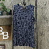 DG2 by Diane Gilman Women's Burnout Ruffle Tank Top Navy Small