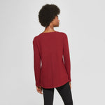 A New Day Women's Textured Cotton Long Sleeve Structured Knit Top Shirt