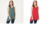 LOGO by Lori Goldstein Women's Cotton Modal Slub Tank Top with Rib Side Panel