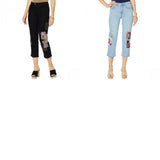 DG2 by Diane Gilman Women's Petite Classic Stretch Embroidered Cropped Jeans
