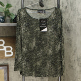 Attitudes by Renee Women's Chevron Long Sleeve Shiny Accent Shirt Knit Swing Top