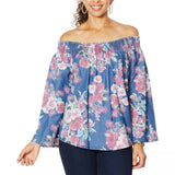 DG2 by Diane Gilman Women's Off the Shoulder Floral Print SoftCell Top