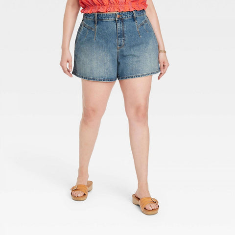 Universal Thread Women's Plus Size High-Rise A-Line Midi Jean Shorts