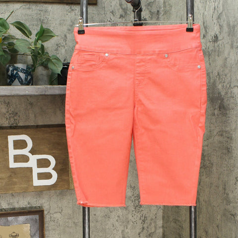 DG2 by Diane Gilman Women's Classic Stretch Pull On Bermuda Shorts Coral Medium