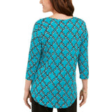 JM Collection Women's Printed 3/4-Sleeve Scoop Neck Top
