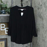 Charter Club Women's Double Ruffle Solid Pintuck Blouse