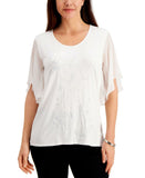 NWT JM Collection Petite Chiffon Sleeve Embellished Knit Top. 100098626PT PXL