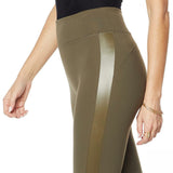 G by Giuliana G By Women's Jet Set Leggings with Side Stripe Dark Olive 2X Tall