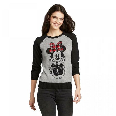 Disney Women's Minnie Mouse Pullover Raglan Sweater