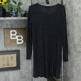 Love Kuza Women's Tri Blend Knit V Neck Dress Black Heather Large